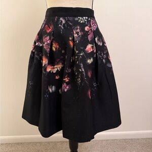 Ted Baker Black Skirt with Floral Print SIZE XL